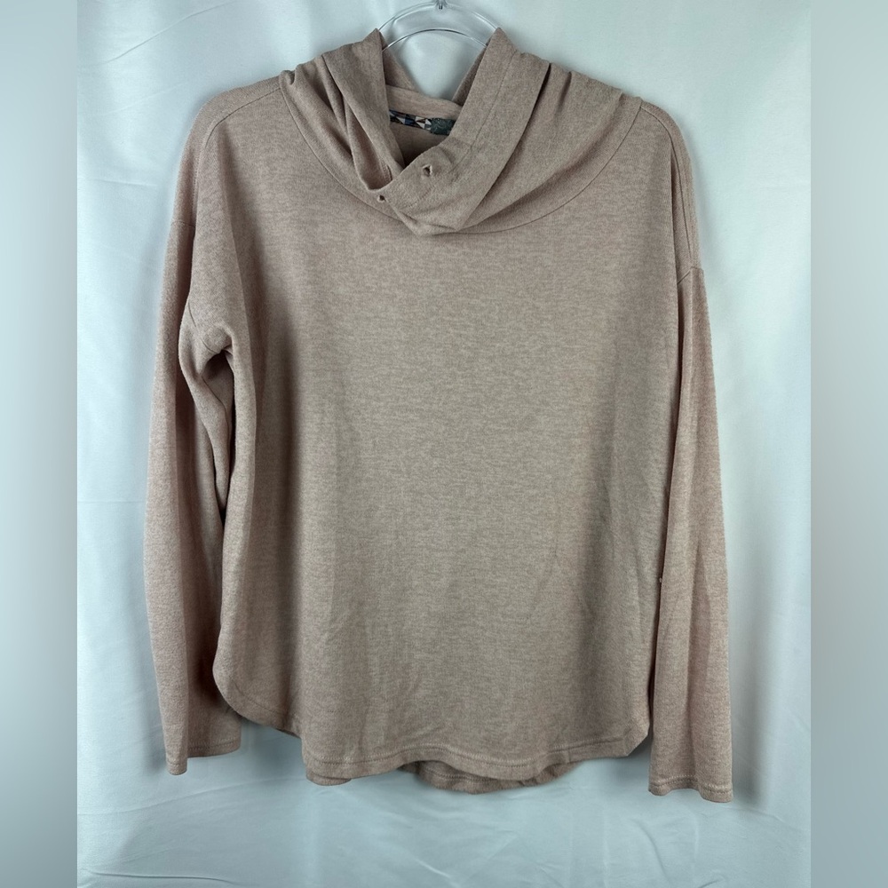 Prana Pink Cowl Neck Sweater Soft Knit Pullover